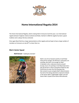 Home International Regatta 2014