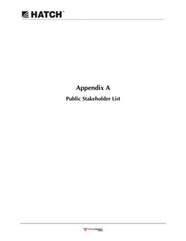 Appendix a Public Stakeholder List