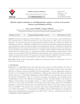 Hybrid Organic Molecules As Antiinflammatory Agents