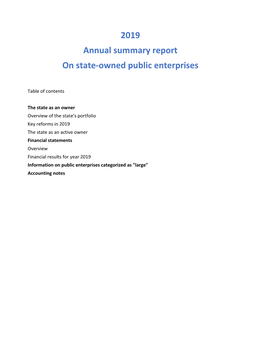 2019 Annual Summary Report on State-Owned Public Enterprises