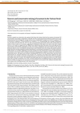 Sources and Conservative Mixing of Uranium in the Taiwan Strait