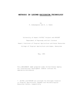 Methods in Legume-Rhizobium Technology