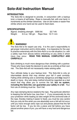 Solo-Aid Instruction Manual