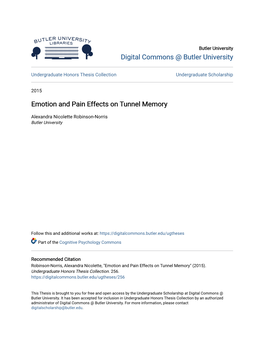 Emotion and Pain Effects on Tunnel Memory