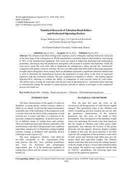 Statistical Research of Vibration Road Rollers and Perforated Operating Devices