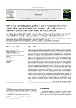 Reassessing the Ichthyotoxin Profile of Cultured Prymnesium Parvum