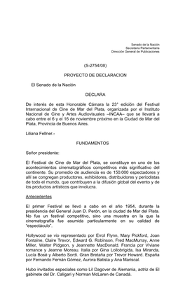 PROYECTO DE DECLARACION El