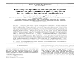 Pinctada Margaritifera and P. Maxima to Variations in Natural Particulates