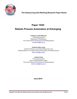 Paper 15/03 Robotic Process Automation at Xchanging