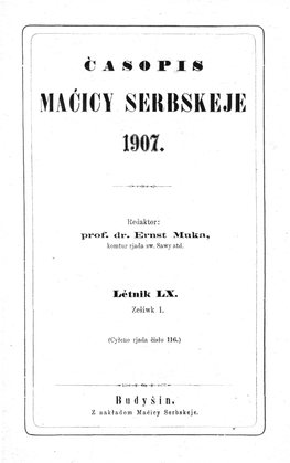 Časopis Maćicy Serbskeje 1907