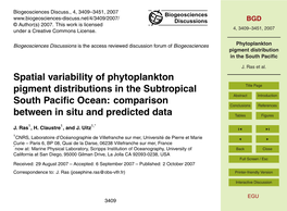 Phytoplankton Pigment Distribution in the South Pacific