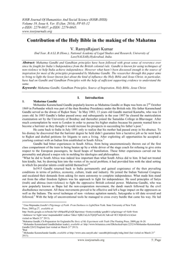 Contribution of the Holy Bible in the Making of the Mahatma