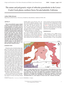 The Nature and Polygenetic Origin of Orbicular Granodiorite in the Lower Castle Creek Pluton, Northern Sierra Nevada Batholith, California