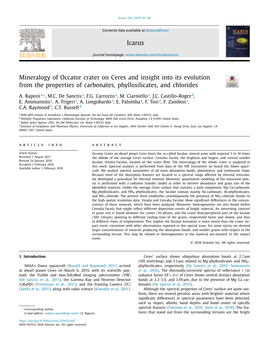 Mineralogy of Occator Crater on Ceres and Insight Into Its Evolution from the Properties of Carbonates, Phyllosilicates, and Chlorides