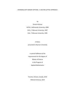 Spanning with Binary Options: a Vector Lattice Approach