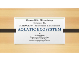 AQUATIC ECOSYSTEM by Dr