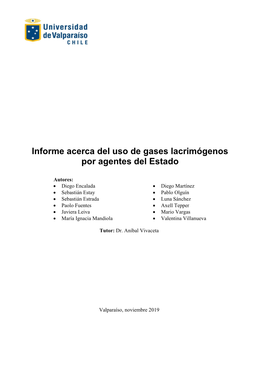 Informe Acerca Del Uso De Gases Lacrimógenos Por Agentes Del Estado