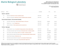 Marine Specimens Catalog (Updated 1/29/2021)