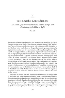 Post-Socialist Contradictions the ­Social Question in Central and Eastern Europe and the Making of the Illiberal Right