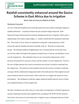 Rainfall Consistently Enhanced Around the Gezira Scheme in East Africa