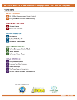 FACT SHEETS NH Epscor WORKSHOP: New Hampshire's Changing Climate, Land Cover and Ecosystems