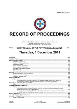 Record of Proceedings