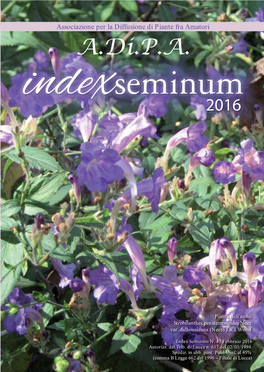 INDEX SEMINUM 2016 by the President of the Association