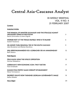 Central Asia-Caucasus Analyst