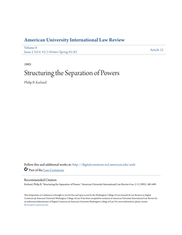 Structuring the Separation of Powers Philip B