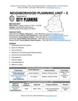 Neighborhood Planning Unit – E