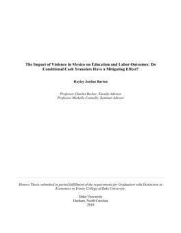 The Impact of Violence in Mexico on Education and Labor Outcomes: Do Conditional Cash Transfers Have a Mitigating Effect?