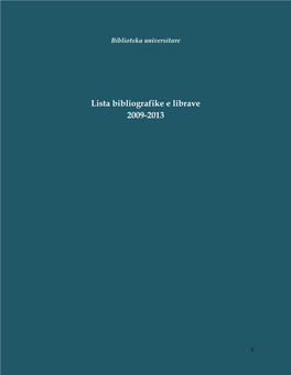 Lista Bibliografike E Librave 2009-2013