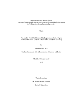 Impossibilities and Missing Pieces: an Auto-Ethnographical Approach to Exploring Teacher Identity Formation in Art Education from a Lacanian Perspective