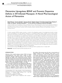 Memantine Upregulates BDNF and Prevents Dopamine Deficits in SIV-Infected Macaques: a Novel Pharmacological Action of Memantine