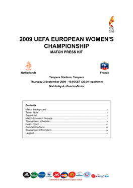 2009 Uefa European Women's Championship Match Press Kit