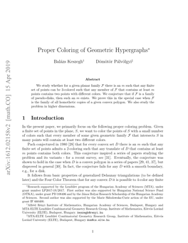 Proper Coloring of Geometric Hypergraphs Arxiv:1612.02158V2