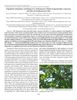 Population Abundance and Range Use of Desmarest's Hutia