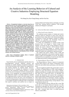 An Analysis of the Learning Behavior of Cultural and Creative Industries Employing Structural Equation Modeling