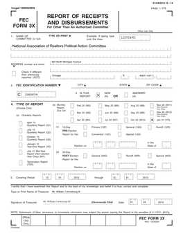 Report of Receipts and Disbursements