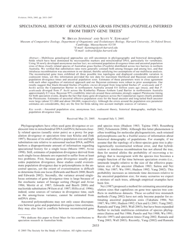 Speciational History of Australian Grass Finches (Poephila) Inferred from Thirty Gene Trees*