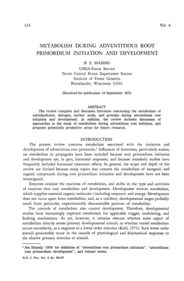 Metabolism During Adventitious Root Primordium Initiation and Development