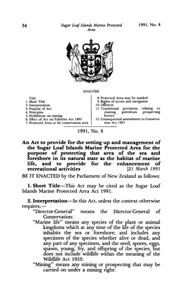 Sugar Loaf Islands Marine Protected Area Act 1991