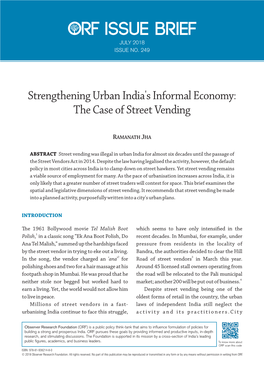 Strengthening Urban India's Informal Economy: the Case of Street Vending