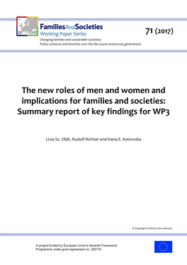 The New Roles of Men and Women and Implications for Families and Societies: Summary Report of Key Findings for WP3