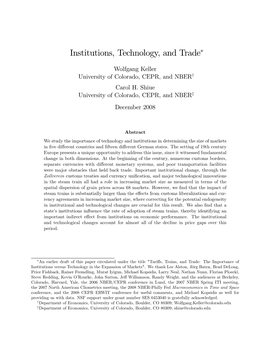 Institutions, Technology, and Trade