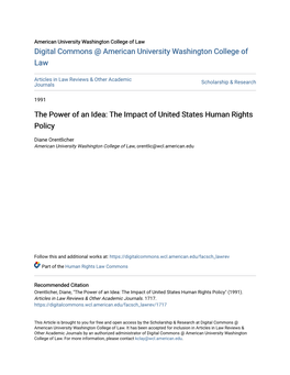 The Power of an Idea: the Impact of United States Human Rights Policy