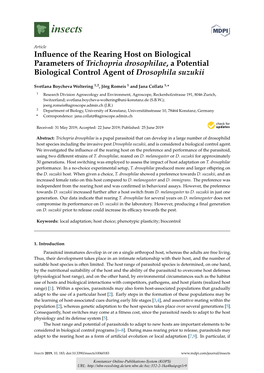 Influence of the Rearing Host on Biological Parameters of Trichopria