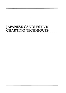 Japanese Candlestick Charting Techniques