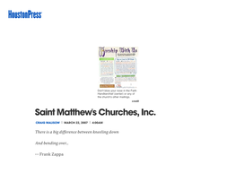 Saint Matthew's Churches, Inc. | Houston Press