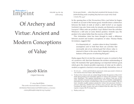 Of Archery and Virtue: Ancient and Modern Conceptions of Value